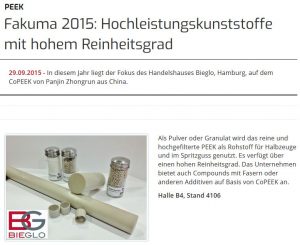 Plastverarbeiter publishes about BIEGLO in 2015"