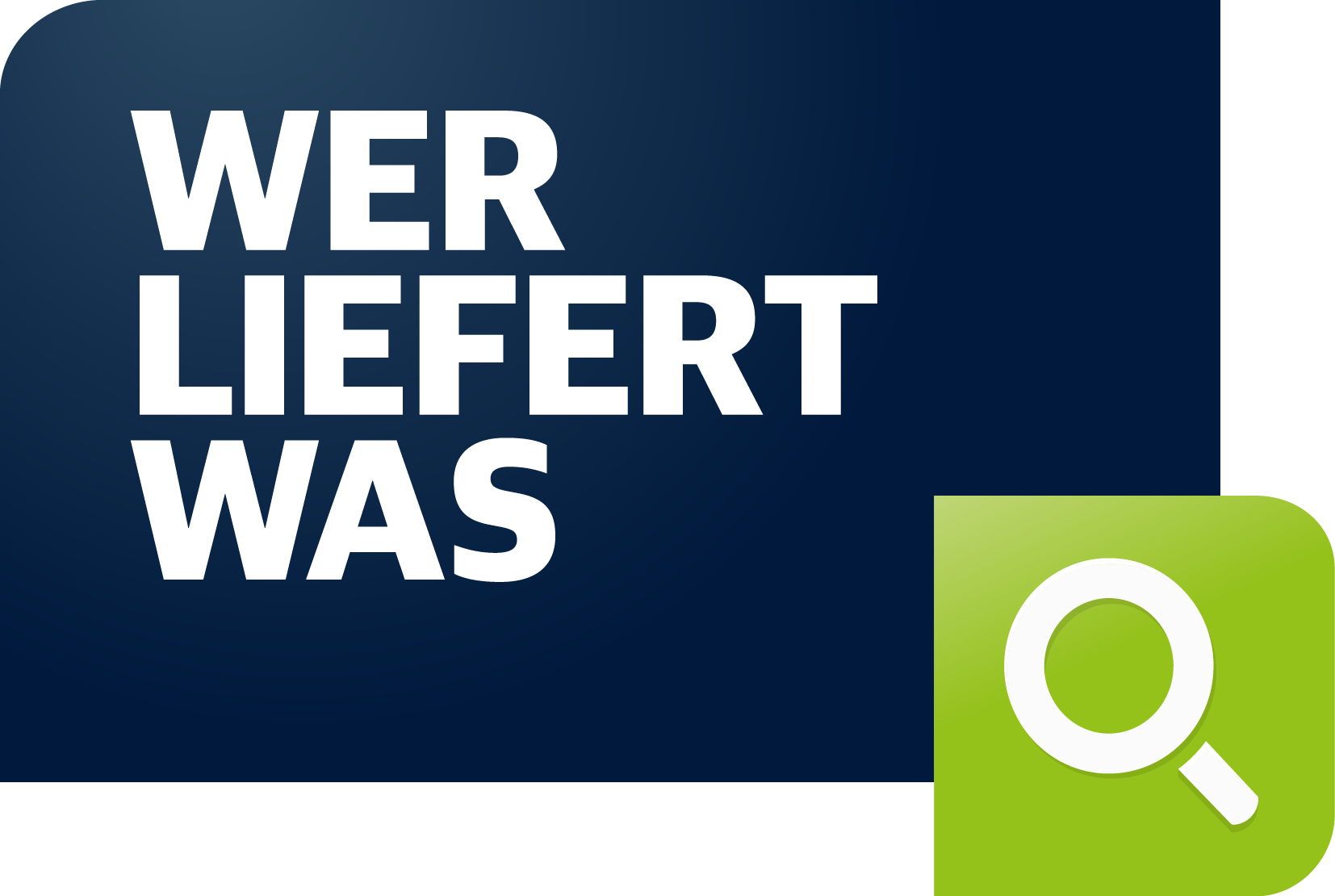 Wer liefert Was Logo with blue background